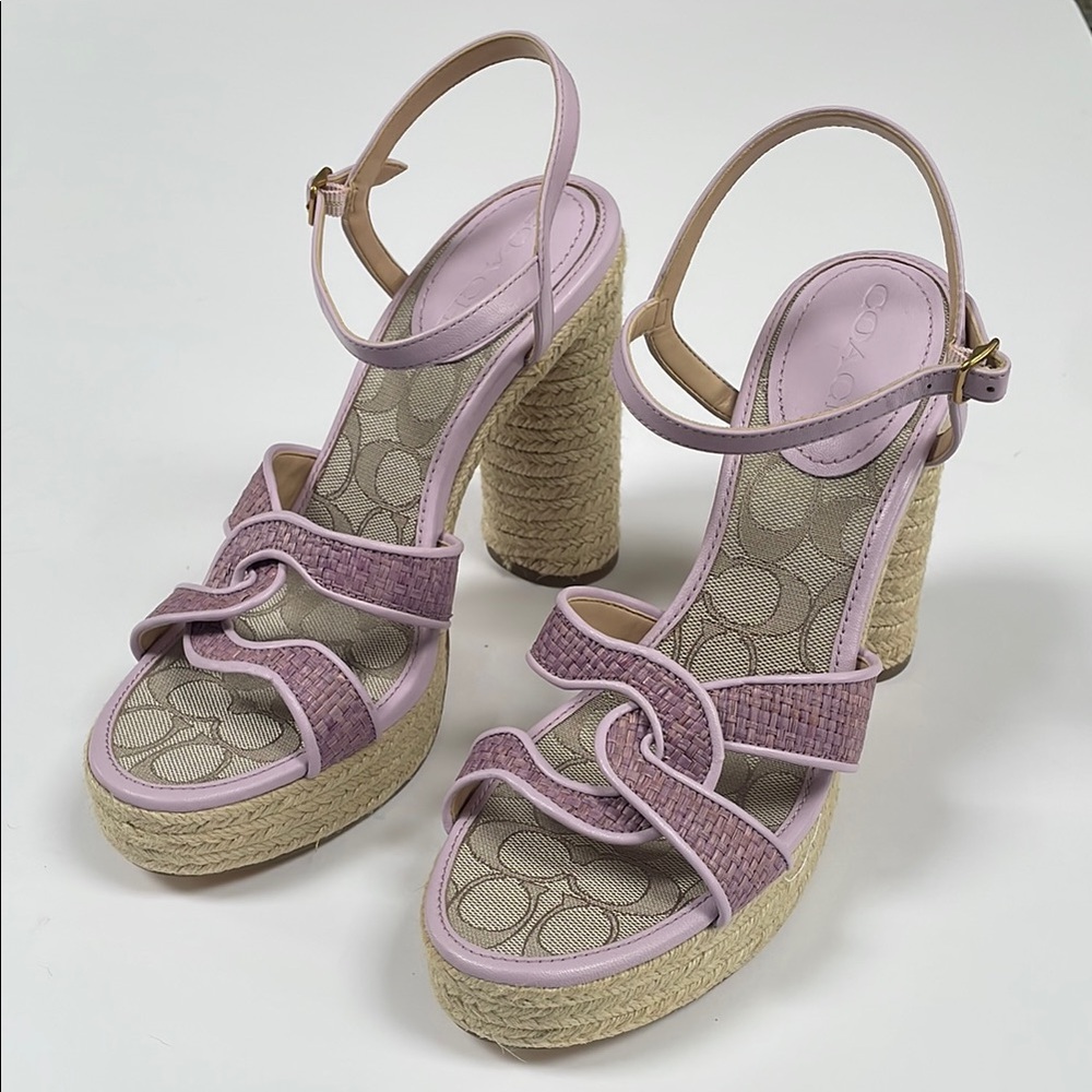 Coach Purple Sandals with Crisscross Straps and Platform